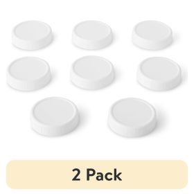 (2 pack) Pack of 8 BPA-Free Plastic Regular Mouth Canning Jar Lids, White